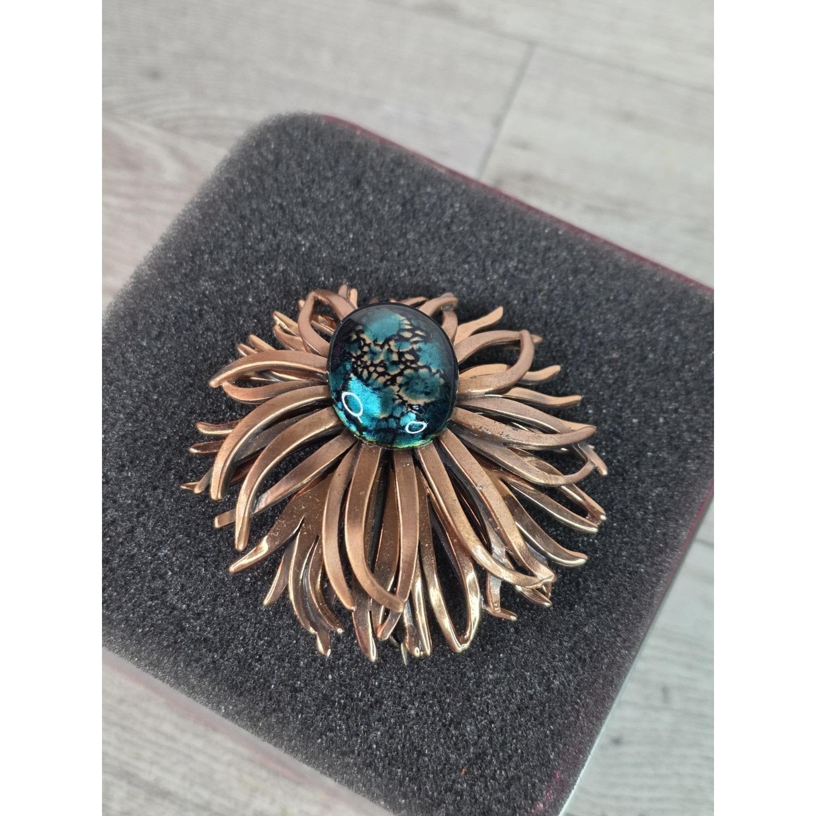 Vintage Renoir Matisse Blue And Black Copper Flower 